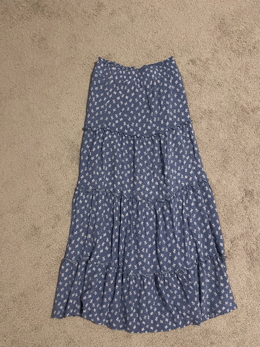 Altar'd State Blue Floral Tiered Maxi Skirt